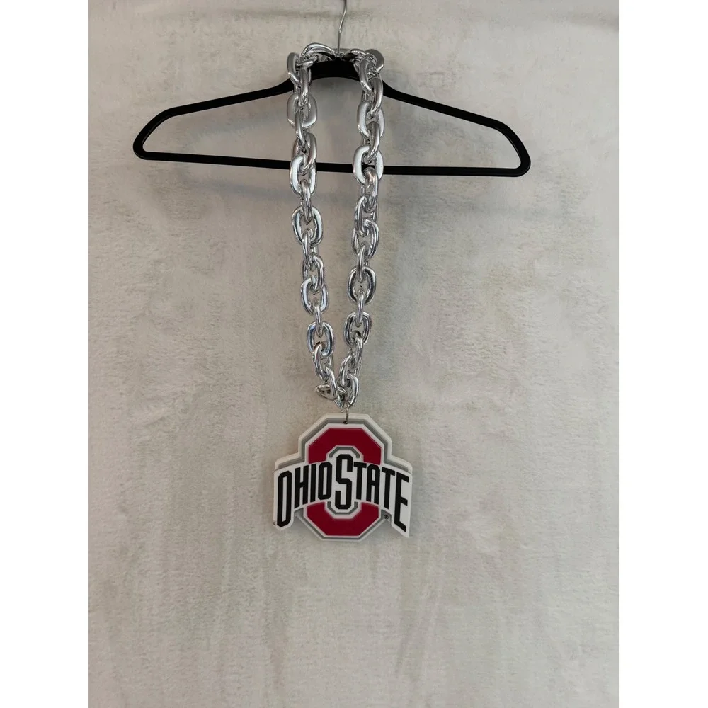 Ohio State Buckeyes Oversized‎ Turnover Chain Silver Link Necklace Game Day Fan